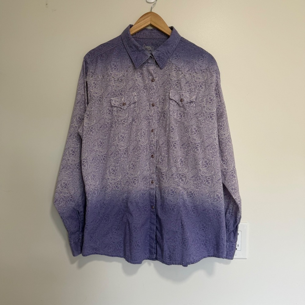 Twenty X Paisley Ombre Studded Western Snap Shirt Purple Womens XXL Rodeo